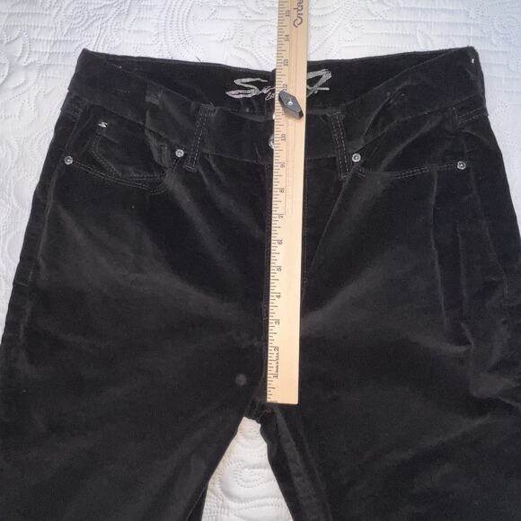 Seven7 Pants Womens Size 14 Black Velvet Tummyless High Rise Skinny Stretch - Picture 7 of 16